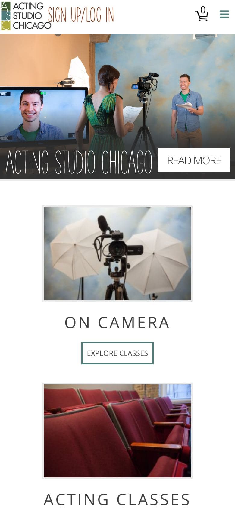 Acting Studio Chicago on a phone