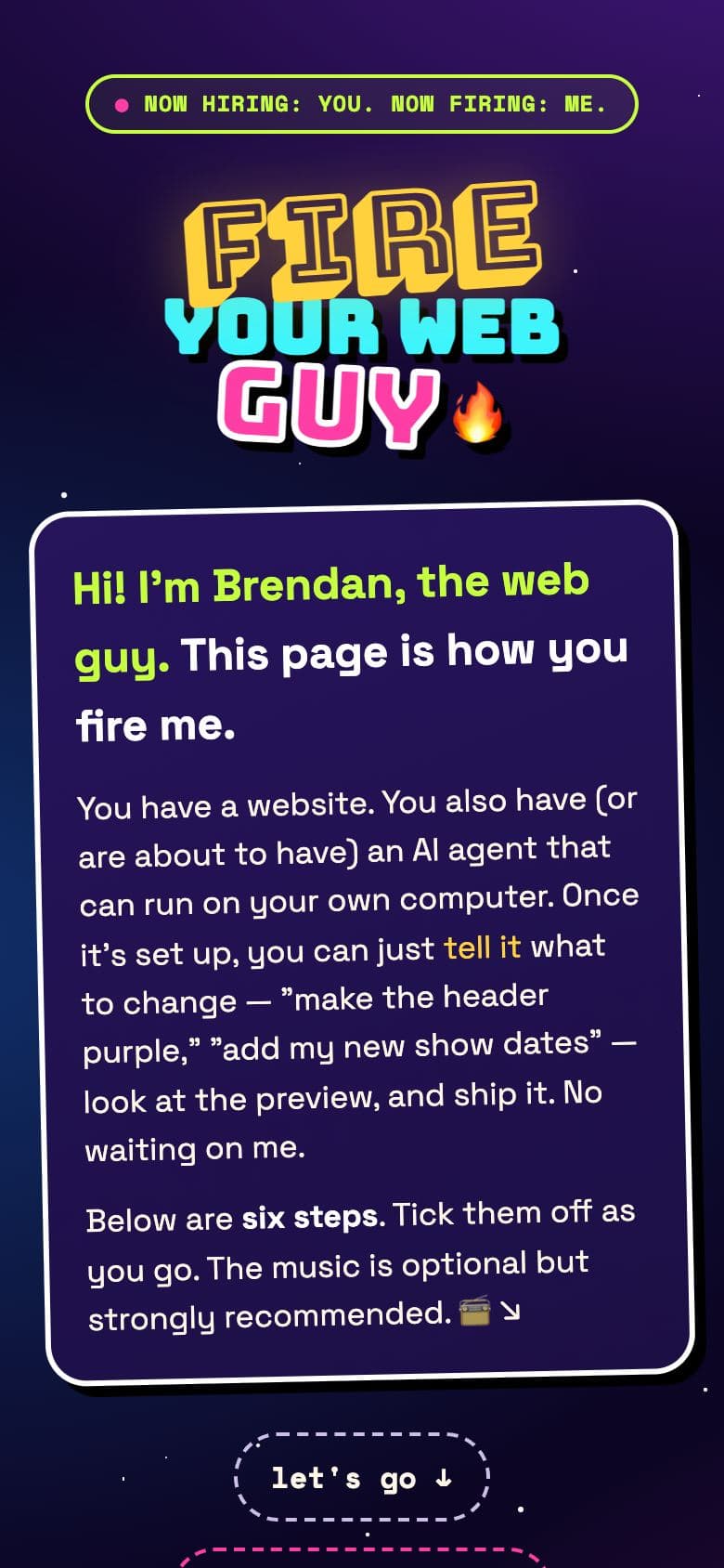 Fire Your Web Guy on a phone